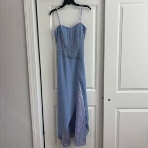 EUC Vintage Showtime Collection Beaded Prom Formal Dress Sz 8 Blue